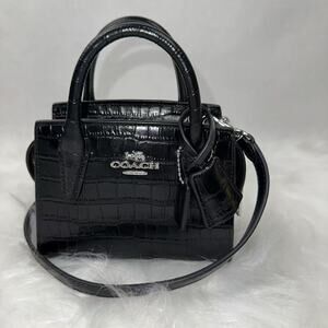 Coach Andrea Mini Carryall Crossbody Bag Crocodile-embossed Leather CR209 Black